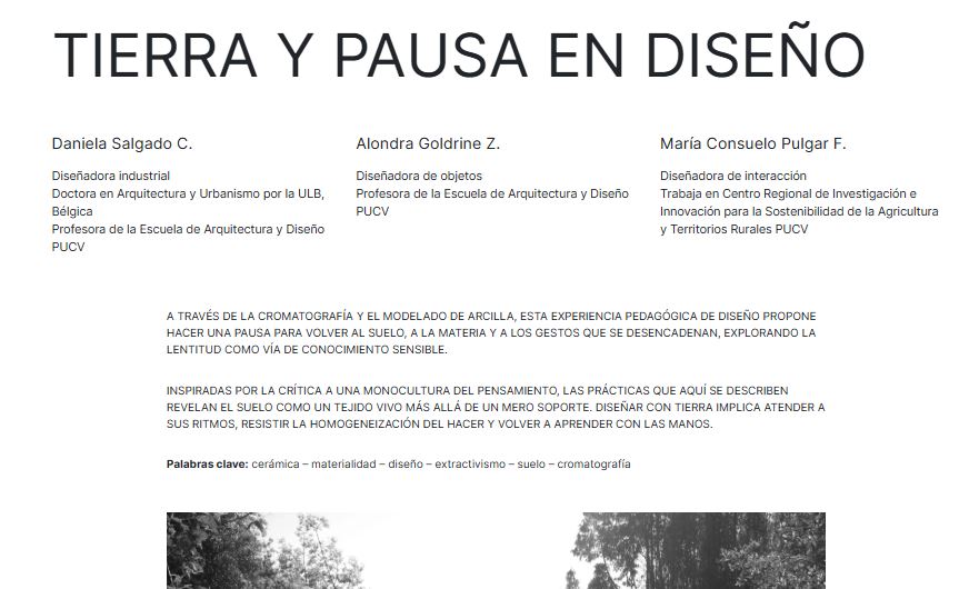 Artículo “Tierra y pausa en Diseño”, revista Acto & Forma